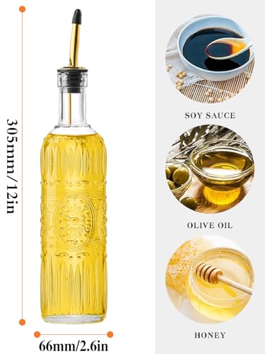 17oz Glass Olive Oil Dispenser Bottle with Funnel & Pourer