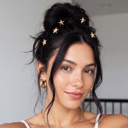 Gold Spiral Star Hair Clips Set of 5 for Women & Girls - Decorative Hair Accessories