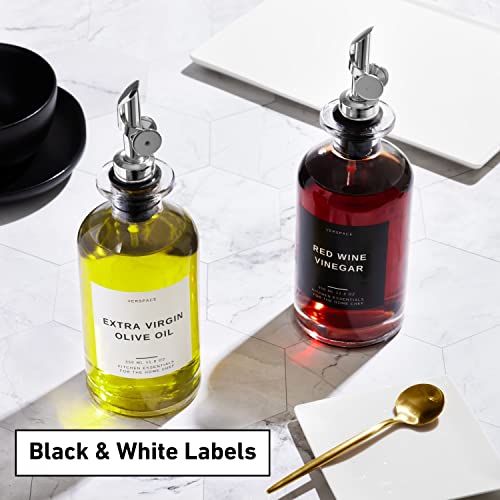 Premium Black & White Oil Vinegar Labels Set - 66 Waterproof Stickers