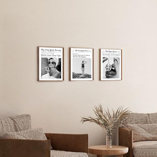 Retro New York Newspaper Wall Art Set - 6 Unframed 8x10 Prints