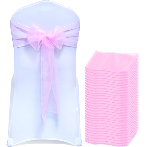 MDS Organza Chair Sashes - Pack of 10 Pink Bows for Weddings & Events