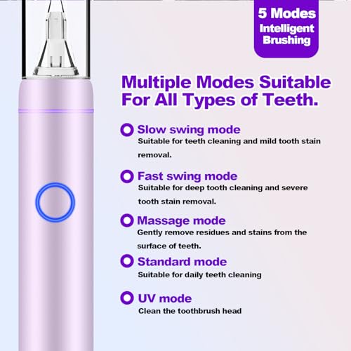 Acelike Metal Electric Toothbrush with UV Sanitizer, 6 Heads & Travel Case