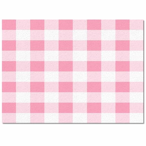 Pink Checkered Area Rug 2'x3' Non-Slip for Living Room & Bedroom
