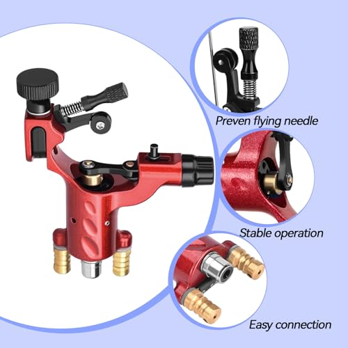 ATOMUS Rotary Tattoo Machine - Professional Liner & Shader Gun (Red)