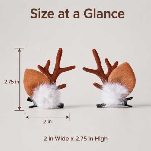 Christmas Reindeer Antler Headband - Brown Cute Ears Hair Clip Accessory