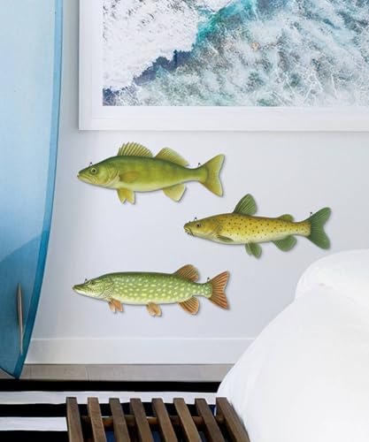 Handcrafted Beach Wall Decor - Set of 3 Rustic Fish Art