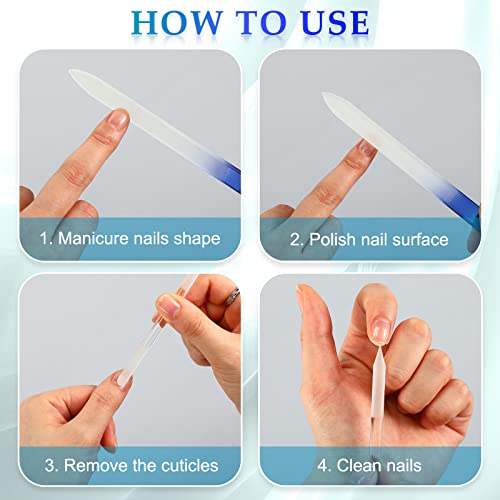 Glass Nail File Set with Cuticle Pusher - 4 Pcs Manicure & Pedicure Buffers for Nails