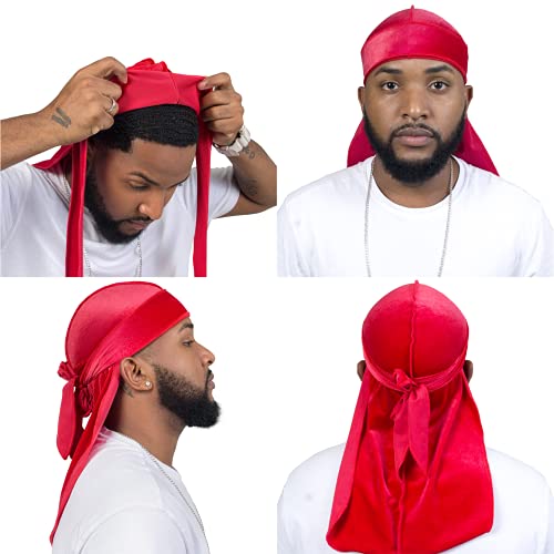 ForceWave Red Velvet Durag for Men & Women 360 Wave Cap - Stylish Hair Wrap