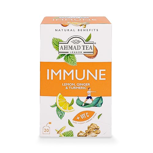 Ahmad Tea Immune Herbal Tea with Lemon, Ginger & Turmeric - 20 Teabags