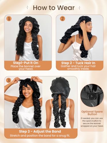 XXL Double Layer Satin Bonnet for Long Hair & Braids - Heatless Curl Cap