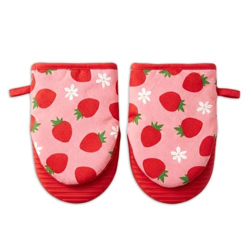 Cute Strawberry Mini Oven Mitts Set - 2-Pack Heat-Resistant Kitchen Gloves