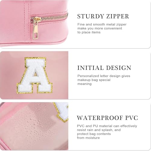 Personalized Initial Clear Makeup Bag Pink A – WHHJM Travel Cosmetic Bag