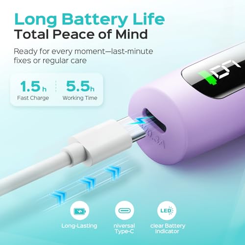 COSLUS C52 Purple Cordless Nail Drill with LED Display - Professional Manicure & Pedicure Kit