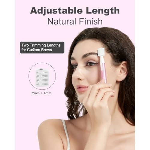 Eyebrow Trimmer for Women, Dual Head Facial Hair Remover with Precision Detail Trimmer, Portable Battery Powered Eyebrow Razor for Brows, Upper Lip, Chin & Peach Fuzz