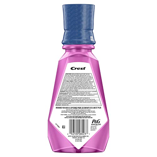 Crest Kids Anti-Cavity Fluoride Mouthwash - Alcohol Free, Strawberry Rush, 500 mL