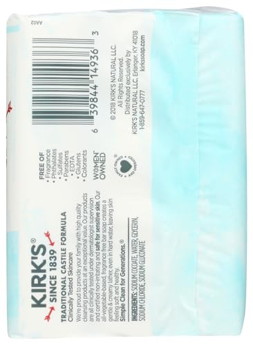 Kirk's Frag Free Soap Bar 3-Pack for Sensitive Skin