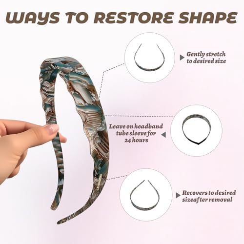 LAYONGMOLI Blue Marble Acetate Headband for Women, Non-Slip Hair Band