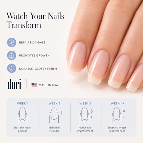 Duri Rejuvacote 1 Nail Growth System - Maximum Strength Nail Strengthener for Damaged Nails from Gel, Acrylic Manicure | Grow Long Natural Fingernails Fast - Rejuvacare Nail Hardener - 0.45 fl. oz.