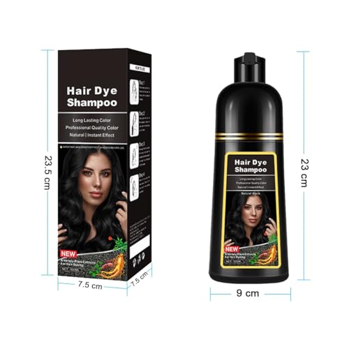 Natural Black Hair Dye Shampoo - 500ml 3-in-1 Herbal Color Coverage