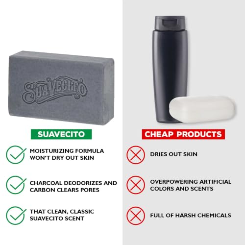 Suavecito Pomade Original Charcoal Body & Hand Soap Bars - 6 Pack (6 oz)