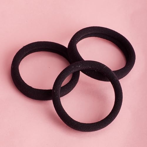 GOODY ComfortFlex Seamless Thick Black Hair Elastics - No Slip, Gentle Hold, Damage-Free Ponytail Ties for All Hair Types (8 Pack of 3)