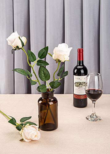 10pcs Long Stem Artificial Silk Rose Flowers - White DIY Decor