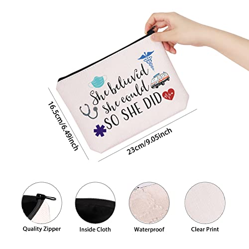 She Believed EMT Makeup Bag - Inspirational Gift for Emergency Medical Technicians