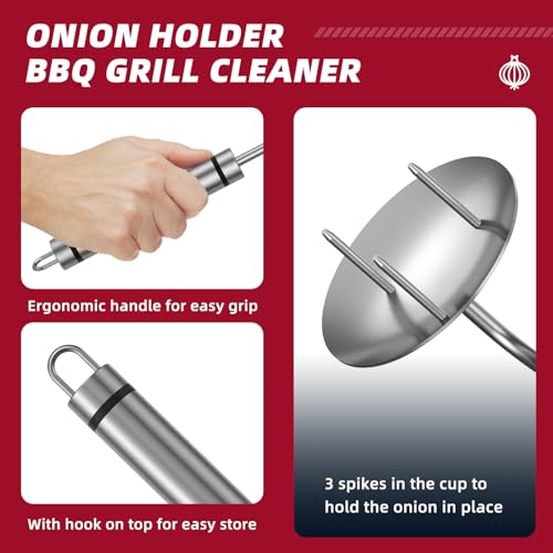 Onion Holder Grill Brush - Bristle-Free BBQ Cleaning Tool