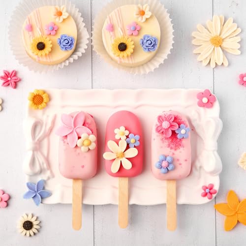 JOERSH Silicone Flower Fondant Molds Set - 5 Non-Stick Flower Designs for Cake Decorating