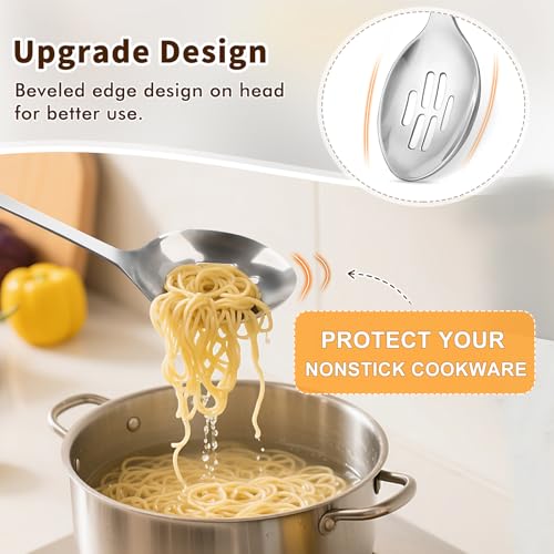 Stainless Steel Cooking Spoons Set - 2 Heavy Duty Serving Utensils
