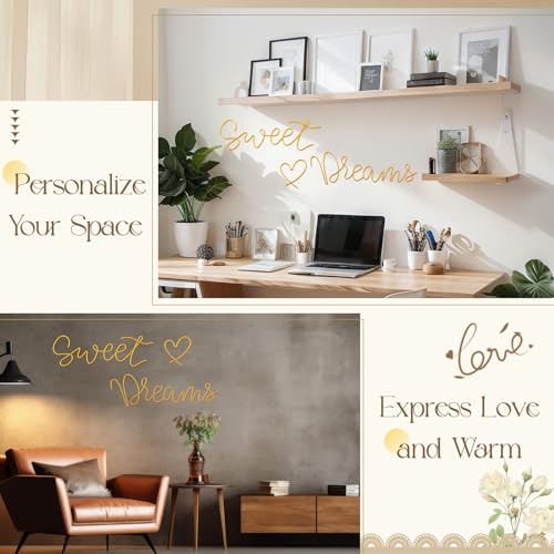 Sweet Dreams Metal Wall Decor - Minimalist Gold Art for Bedroom