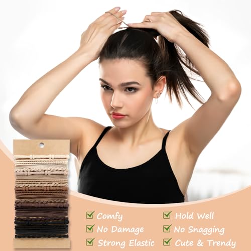 OHCISP Boho Hair Ties - 20 PCS No Damage Elastic Bands for All Hair Types