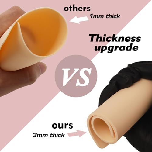 Rayyl 3mm Silicone Tattoo Practice Skin - 10 Pack Double-Sided Fake Skin