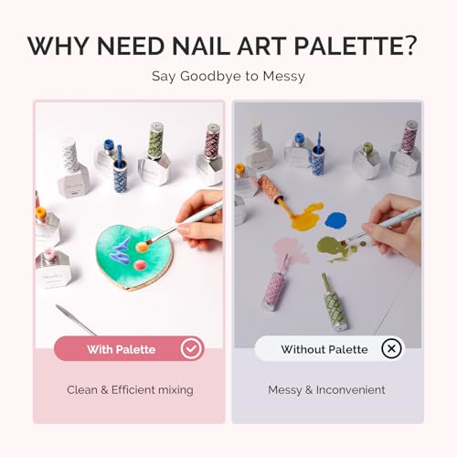 MelodySusie Heart Shape Resin Nail Art Palette for Color Mixing
