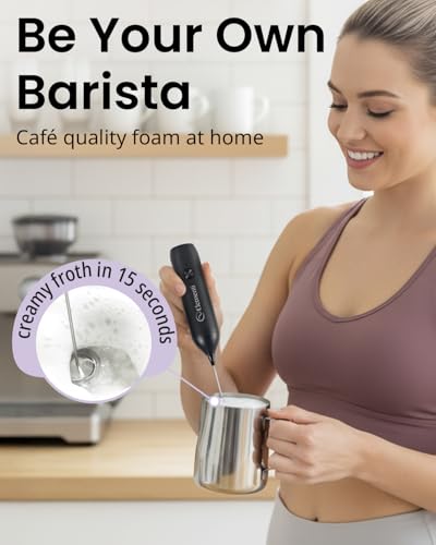 Elementi Rechargeable Milk Frother - Handheld USB-C Drink Mixer in Mint Green