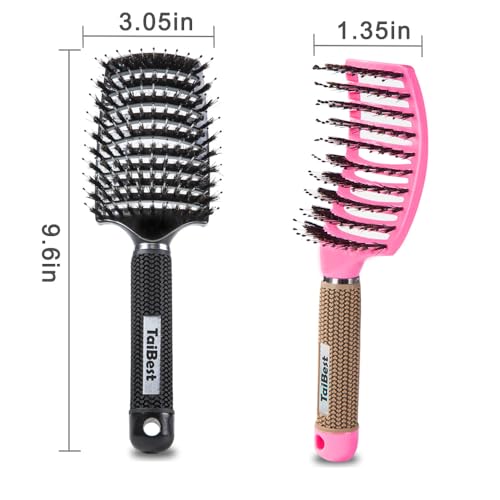 TaiBest Boar Bristle Hair Brush Set - Vented Detangling Brush for All Hair