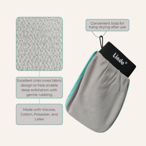 Lindo Dermaglove Exfoliating Mitt with Hang Ribbon - Gray/Mint