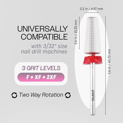 PANA 5 in 1 Nail Drill Bit - Fine Grit, 3/32" Shank, Dual Rotation