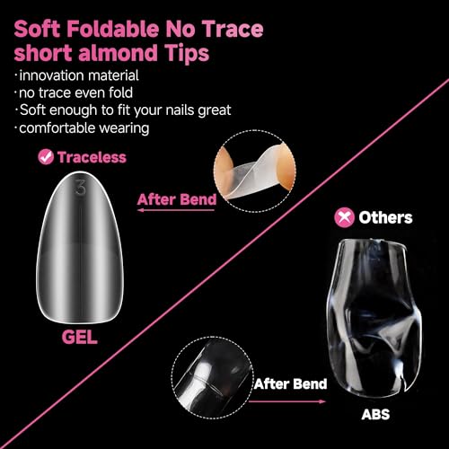 UNA GELLA Z-Short Almond Nail Tips - 312Pcs Full Matte Acrylic Nails
