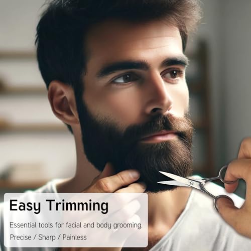 Precision Mustache Grooming Set with Scissors & Comb - Travel Kit