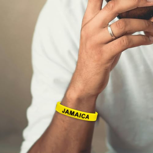 24Pcs Jamaican Rubber Bracelets - Independence Day Party Favors