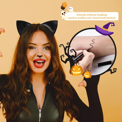 Halloween Cat Makeup Kit for Women with Headband, Eyeliner & Lipstick - Cosplay Accessories
