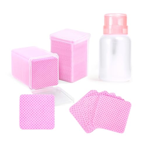 SHEERBLISS 400pcs Lint-Free Nail Wipes with Lockable Pump Dispenser