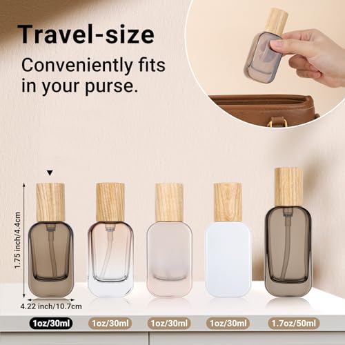 Segbeauty 4 Black Refillable Glass Travel Bottles 1oz Pump Dispensers for Skincare & Oils