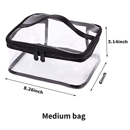 Black Louise Maelys 2-Pack Clear Travel Makeup Bags with Zipper Handles