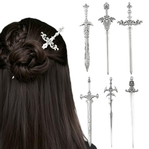 Design-11 Gothic Sword Hair Pins Set for Women, Medieval Fantasy Hair Accessories