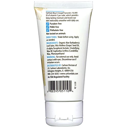 Carlson Key-E Vitamin E & Organic Aloe Hand & Body Cream, 2 oz