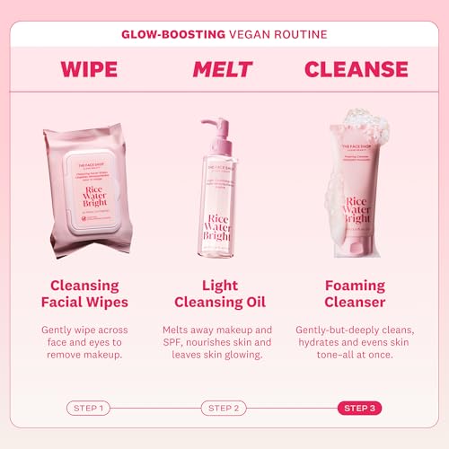 The Face Shop Rice Water Bright Foaming Cleanser - Hydrating Vegan Face Wash, 5.0 fl. oz.