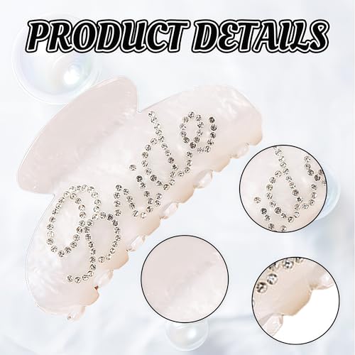 DUOJINSANXI White 2-Pack Bridal Claw Hair Clips Rhinestone Logo for Wedding & Party