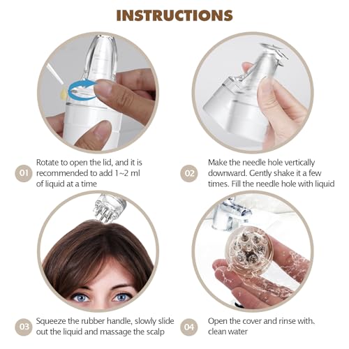 Scalp Applicator Comb,Minoxidil Applicator tool,Hair Oil Essential Serum Liquid Massager for Hair Growth, Follicle Care Treat hair Loss Thinning (Transparent)